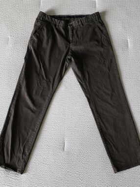 MASSIMO DUTTI Men's Stretchy Straight Leg Chino Pants (34x28) Army Green Gray